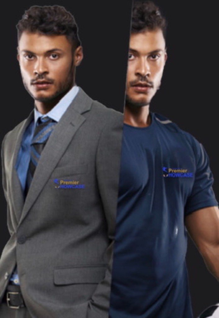 A player in a suit and in training kit, both wearing the LYPS badge