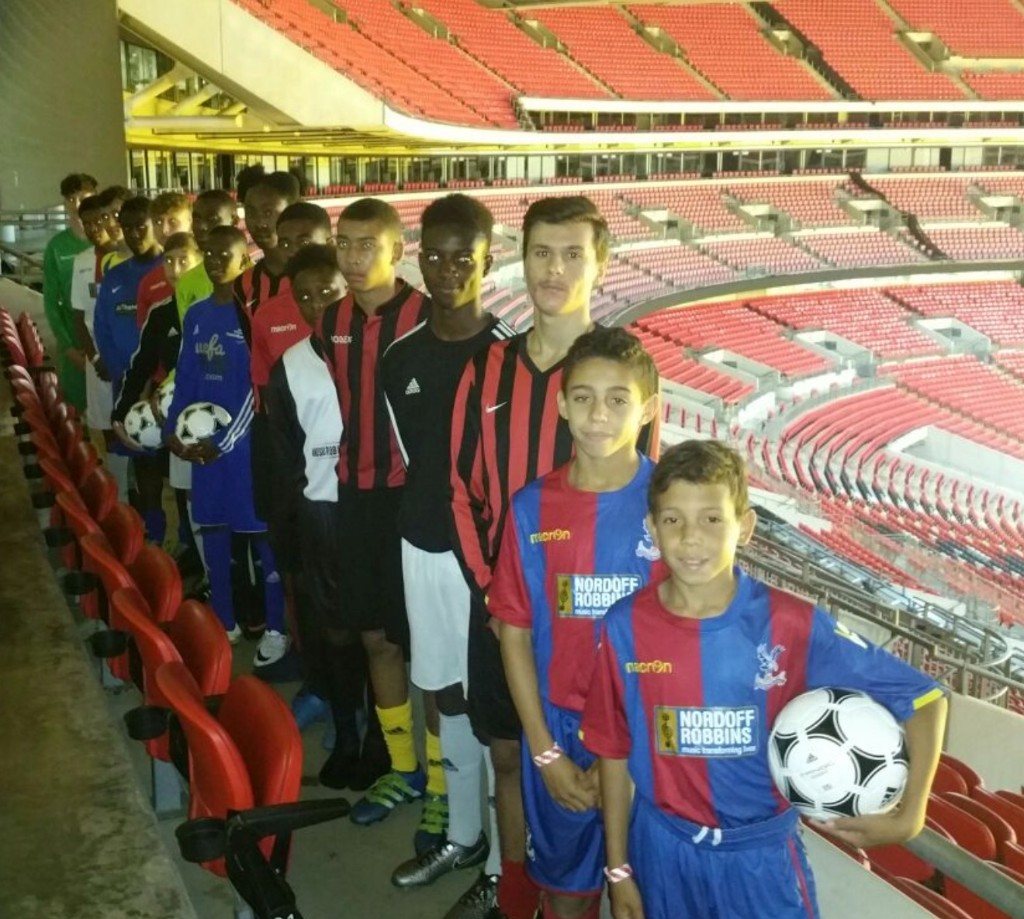 Showcase players lined up inside Wembley Stadium